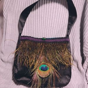 NWT Beautiful Peacock and Satin Dress Bag